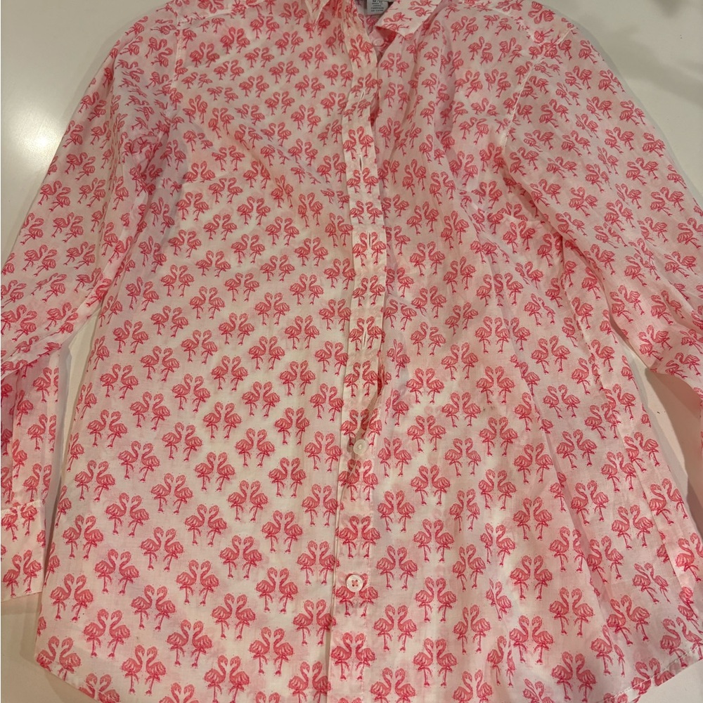 Tommy Bahama Flamingo Button Down Shirt M swim cover